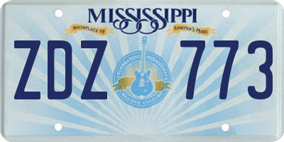 MS license plate ZDZ773