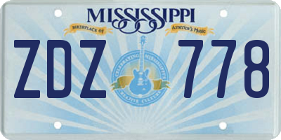 MS license plate ZDZ778