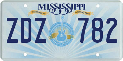 MS license plate ZDZ782