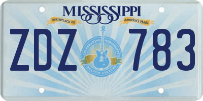 MS license plate ZDZ783