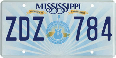 MS license plate ZDZ784