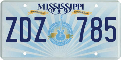 MS license plate ZDZ785