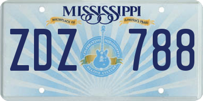 MS license plate ZDZ788