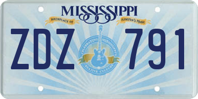 MS license plate ZDZ791