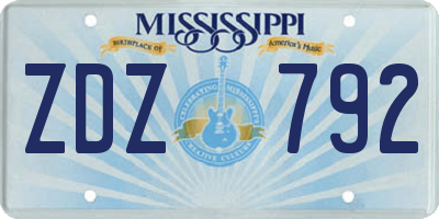 MS license plate ZDZ792