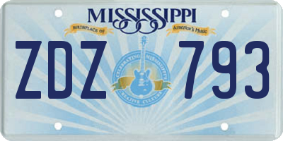 MS license plate ZDZ793