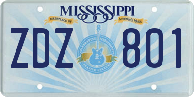 MS license plate ZDZ801