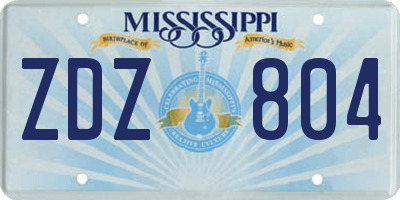 MS license plate ZDZ804