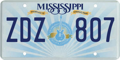 MS license plate ZDZ807