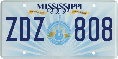 MS license plate ZDZ808