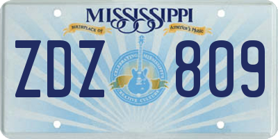 MS license plate ZDZ809