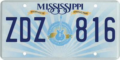 MS license plate ZDZ816