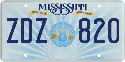 MS license plate ZDZ820