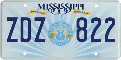 MS license plate ZDZ822