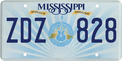 MS license plate ZDZ828