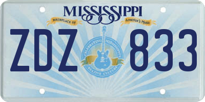 MS license plate ZDZ833