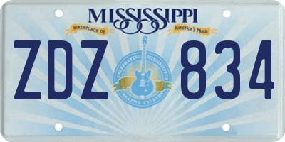 MS license plate ZDZ834