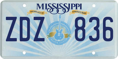 MS license plate ZDZ836