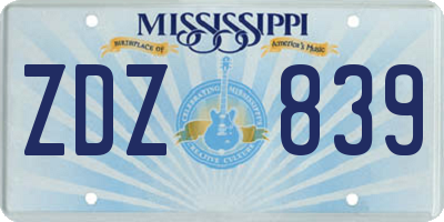 MS license plate ZDZ839