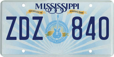 MS license plate ZDZ840