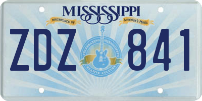 MS license plate ZDZ841