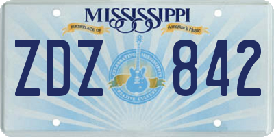 MS license plate ZDZ842