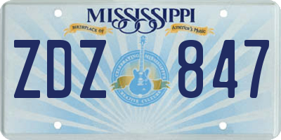 MS license plate ZDZ847