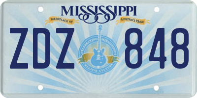 MS license plate ZDZ848