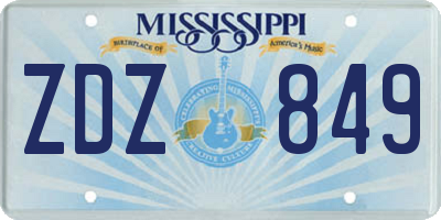 MS license plate ZDZ849