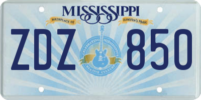 MS license plate ZDZ850