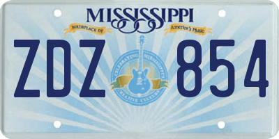 MS license plate ZDZ854