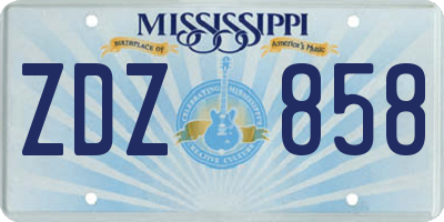 MS license plate ZDZ858