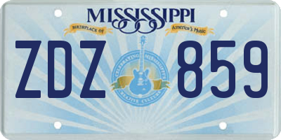 MS license plate ZDZ859