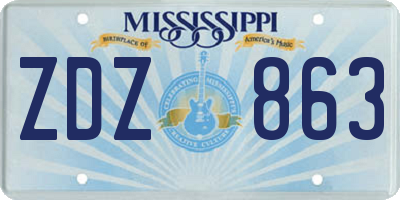 MS license plate ZDZ863