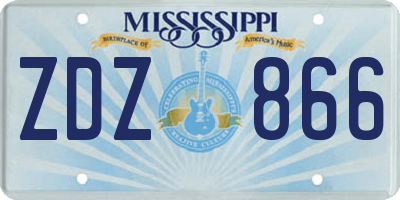 MS license plate ZDZ866