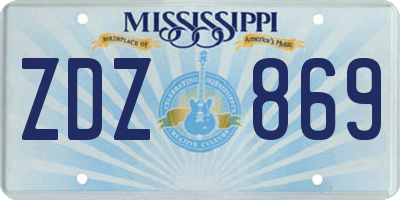 MS license plate ZDZ869