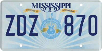 MS license plate ZDZ870