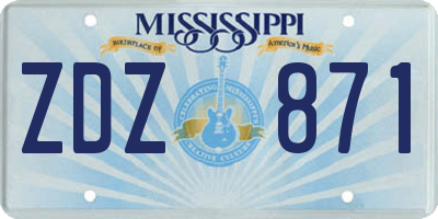 MS license plate ZDZ871