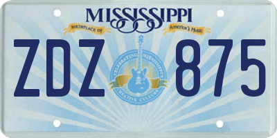 MS license plate ZDZ875