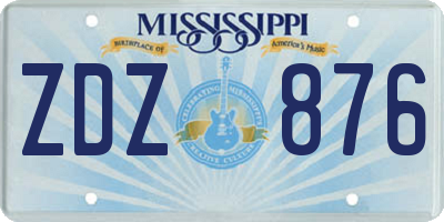 MS license plate ZDZ876