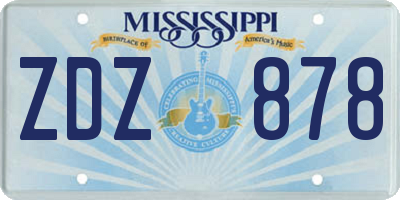 MS license plate ZDZ878