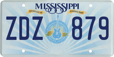 MS license plate ZDZ879