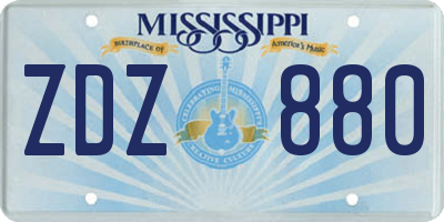 MS license plate ZDZ880