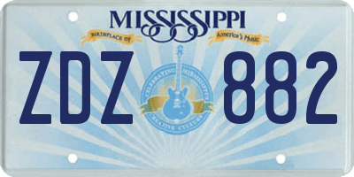 MS license plate ZDZ882