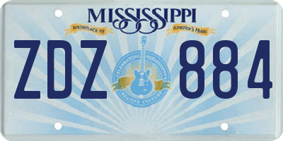 MS license plate ZDZ884