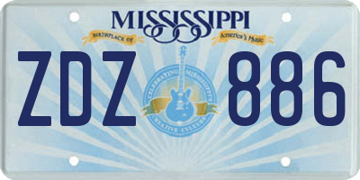 MS license plate ZDZ886