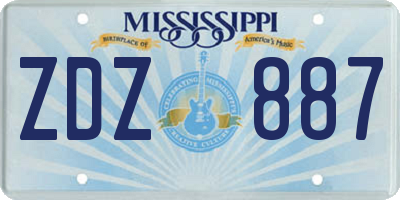 MS license plate ZDZ887