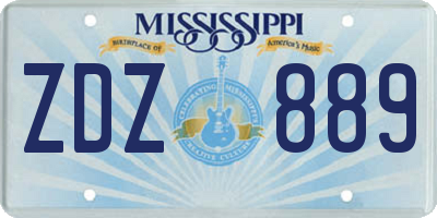 MS license plate ZDZ889