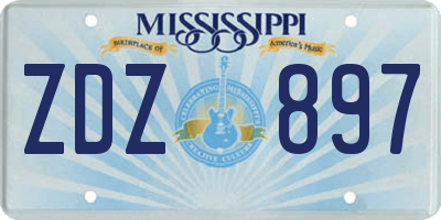 MS license plate ZDZ897