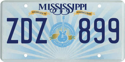 MS license plate ZDZ899